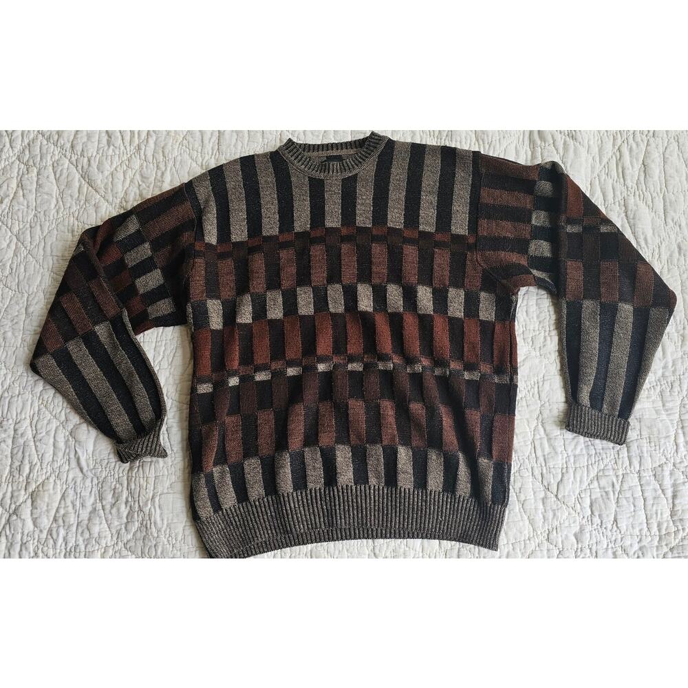 Vintage Cezani Grandpa Wool Blend Cozy Knit Pullover Sweater Men Sz M Multicolor
